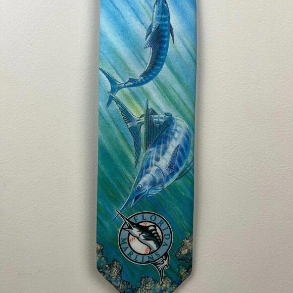 1994 Vintage Florida Marlins Ralph Marlin MLB Baseball Neck Tie - Made in USA - Picture 6 of 6